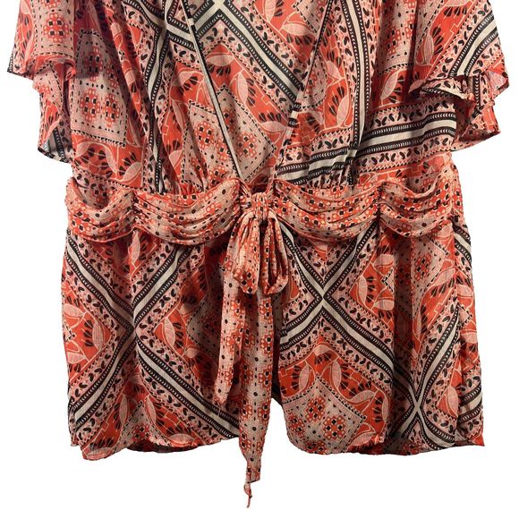 Lane Bryant Orange Sheer Swim Cover Tie Front Kimono Top Size 14/16 - Picture 3 of 11